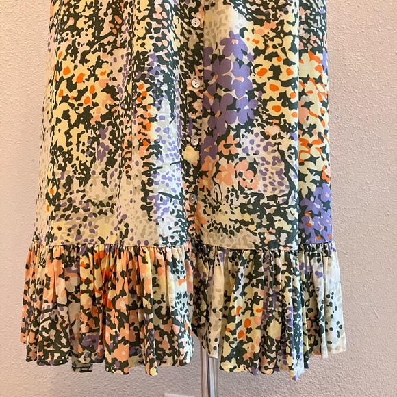 Rails Adalyn Midi Dress in Gardenia Floral Print Yellow Green Ruffle Bottom NWT - Picture 10 of 13
